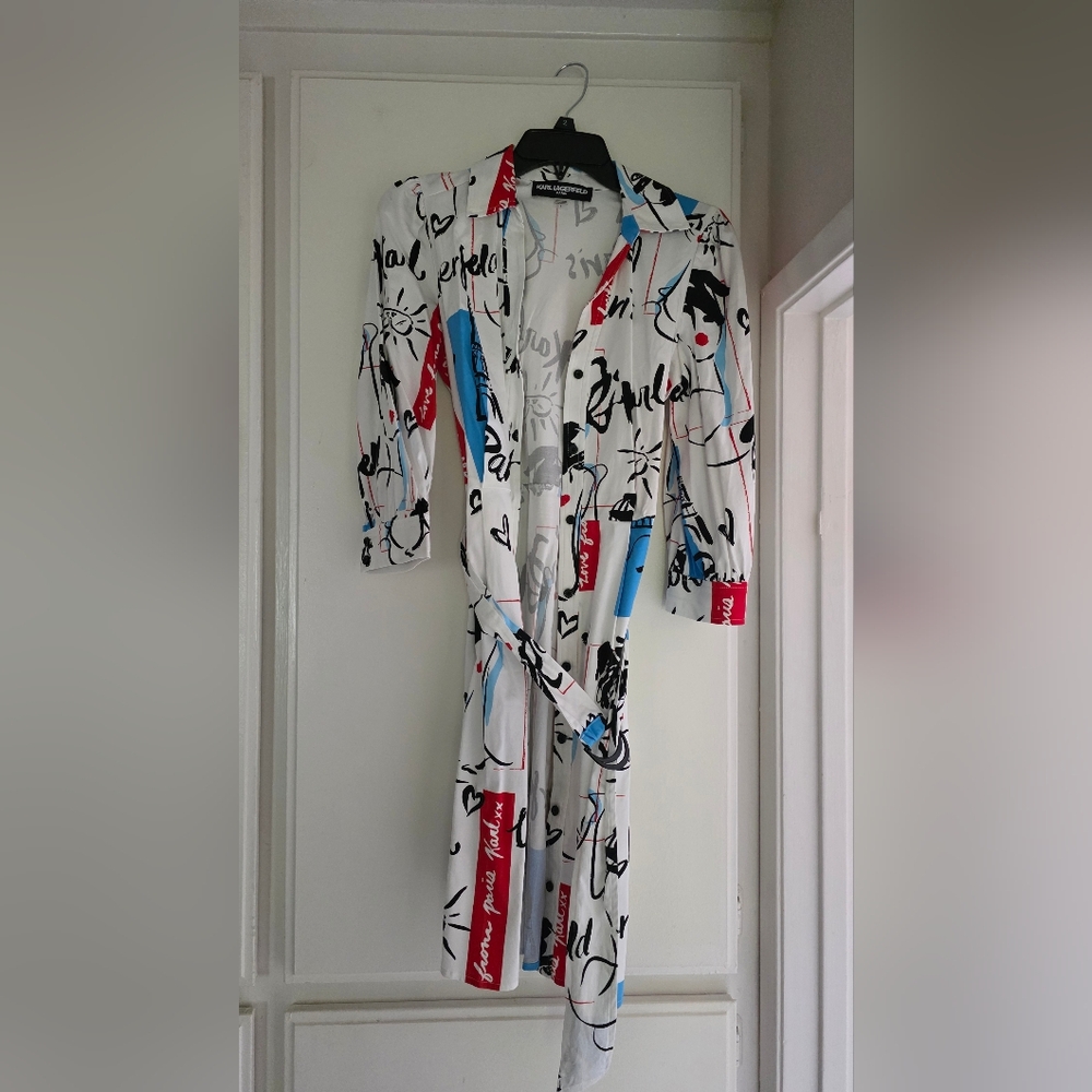 Karl Lagerfeld Sketch Print Shirt Dress